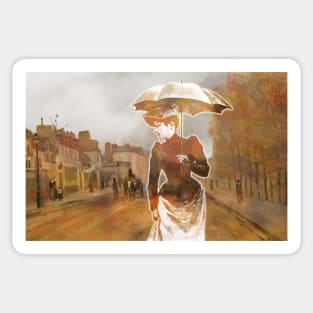 Victorian umbrella watercolor street Sticker